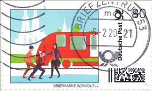 Stamp, Train and People, Personalized and Private Mail Stamps,  