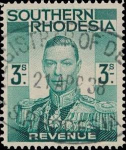 Stamp, King George VI, Southern Rhodesia,  , Famous People, Heads of State, Kings, Men, Royalty, Uniforms
