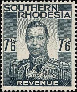 Stamp, King George VI, Southern Rhodesia,  , Famous People, Heads of State, Kings, Men, Royalty, Uniforms