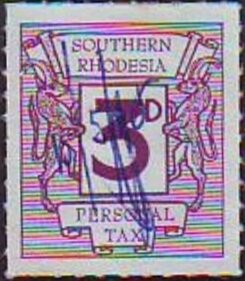 Stamp, Springboks and numeral, Southern Rhodesia,  , Animals (Fauna), Mammals