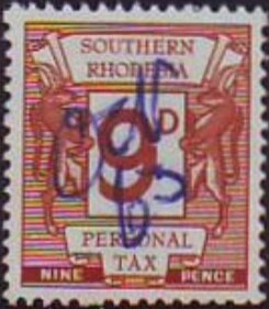 Stamp, Springboks and numeral, Southern Rhodesia,  , Animals (Fauna), Mammals