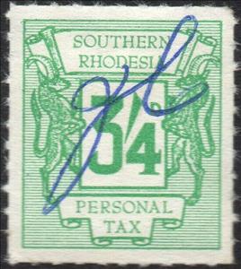 Stamp, Springboks and numeral, Southern Rhodesia,  , Animals (Fauna), Mammals
