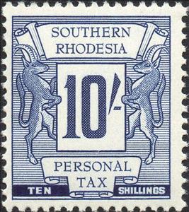 Stamp, Springboks and numeral, Southern Rhodesia,  , Animals (Fauna), Mammals