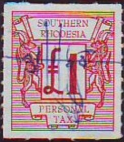 Stamp, Springboks and numeral, Southern Rhodesia,  , Animals (Fauna), Mammals
