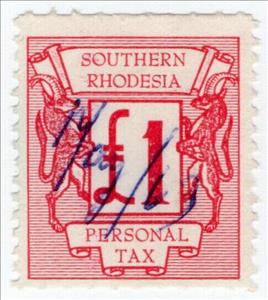 Stamp, Springboks and numeral, Southern Rhodesia,  , Animals (Fauna), Mammals