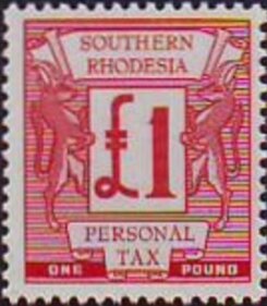 Stamp, Springboks and numeral, Southern Rhodesia,  , Animals (Fauna), Mammals