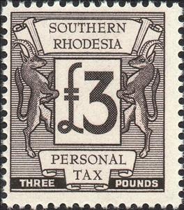 Stamp, Springboks and numeral, Southern Rhodesia,  , Animals (Fauna), Mammals