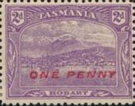 View of Hobart - Surcharged in Red