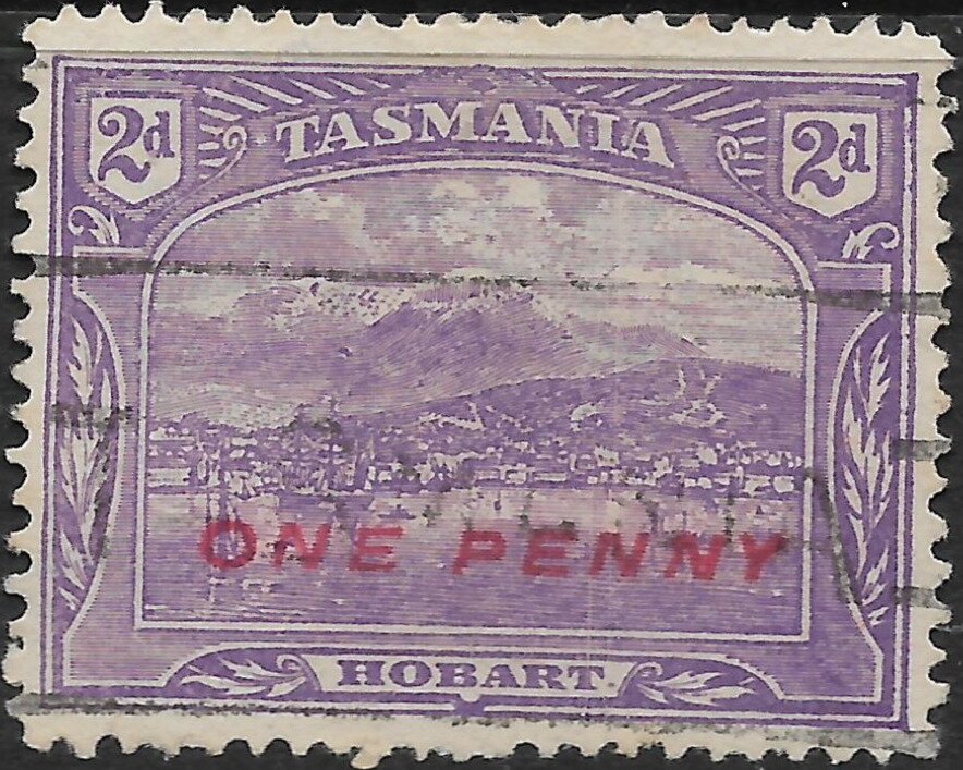 View of Hobart - Surcharged in Red