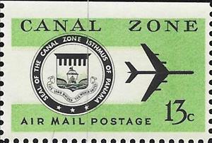 Stamp, Seal and Jet Plane, Canal Zone,  , Aircraft, Aviation, Seals (Emblems), Stylized Objects