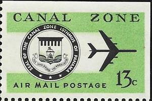 Stamp, Seal and Jet Plane, Canal Zone,  , Aircraft, Aviation, Seals (Emblems), Stylized Objects