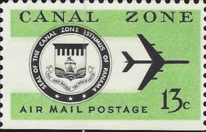 Stamp, Seal and Jet Plane, Canal Zone,  , Aircraft, Aviation, Seals (Emblems), Stylized Objects