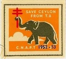 Stamp, CNAPT 1952-53: Elephant, Cinderellas,  , Animals (Fauna), Elephants, Mammals, Tuberculosis / TBC