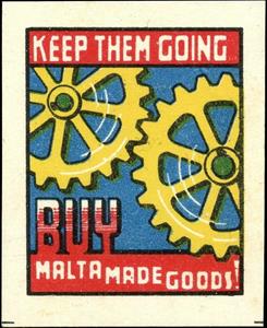 Stamp, Keep them going - buy Malta made goods!, Cinderellas,  , Gears