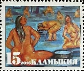 Russian bath in painting