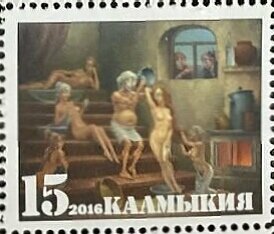 Russian bath in painting
