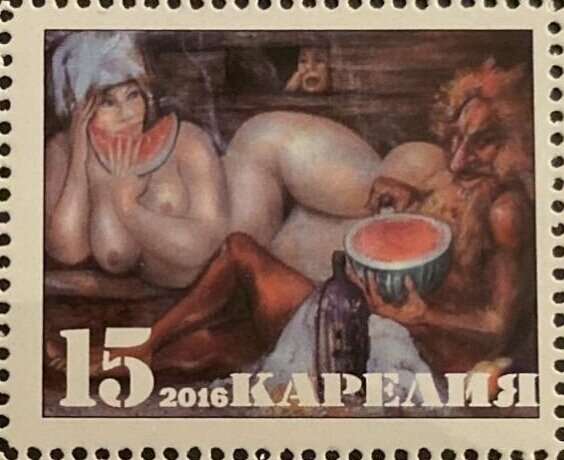 Russian bath in painting