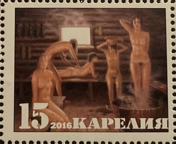 Russian bath in painting