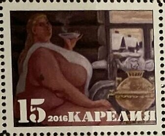Russian bath in painting