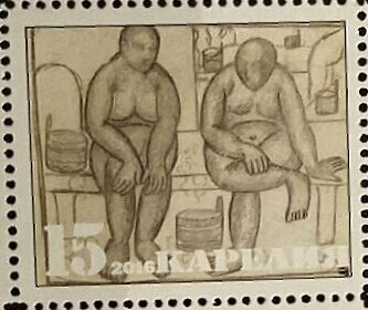 Russian bath in painting