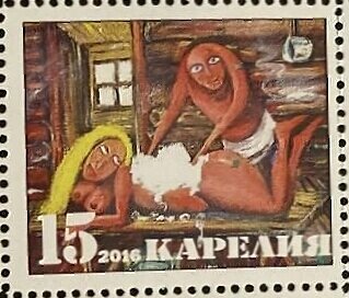 Russian bath in painting