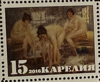 Russian bath in painting