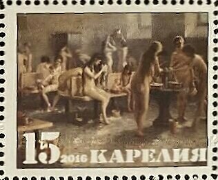 Russian bath in painting