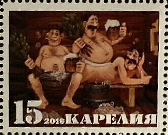 Russian bath in painting