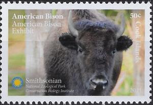 Stamp, American Bison (Bison bison), Cook Islands,  , Animals (Fauna), Bison, Mammals