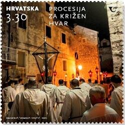 Stamp, Procession for the Cross, Hvar, Croatia,  , Christian, Culture, Festivals, UNESCO