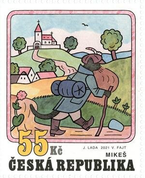 Stamp, Tomcat Mikeš, Czech Republic,  , Cartoons, Literature
