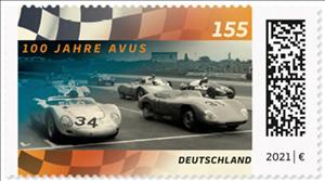 Stamp, AVUS Controlled-Access Highway and Racetrack, Centenary, Germany, Federal Republic,  , Cars, Racing Cars, Roads
