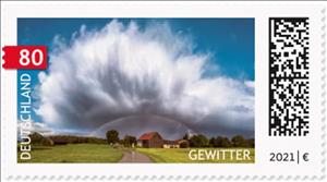 Stamp, Thunderstorm, Germany, Federal Republic,  , Clouds, Weather