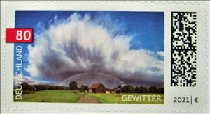Stamp, Thunderstorm, Germany, Federal Republic,  , Clouds, Weather
