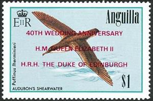 Stamp, Audubon's Shearwater (Puffinus Iherminieri), Anguilla,  , Birds, Animals (Fauna)