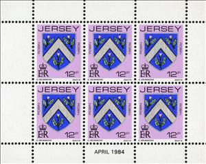 Booklet Pane, Arms of the "Robin" Family (booklet-pane), Jersey,  , Coats of Arms