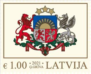 Stamp, Coat of Arms of Latvia, Latvia,  , Coats of Arms, Flags