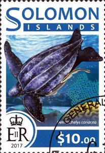 Stamp, Dermochelys coriacea, Solomon Islands,  , Reptiles, Turtles