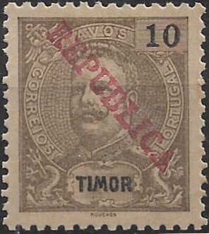 Stamp, King Carlos I, overprinted REPUBLICA, Timor,  , Heads of State, Kings, Royalty