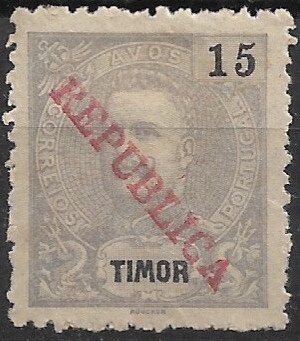 Stamp, King Carlos I, overprinted REPUBLICA, Timor,  , Heads of State, Kings, Royalty