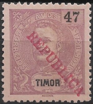 Stamp, King Carlos I, overprinted REPUBLICA, Timor,  , Heads of State, Kings, Royalty
