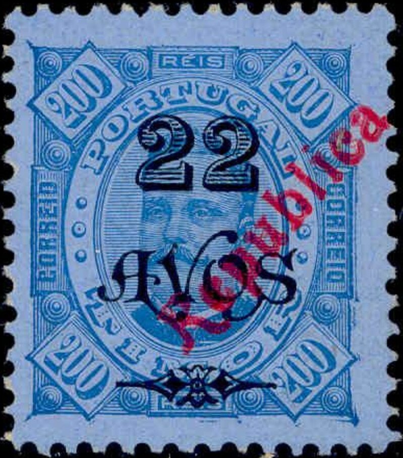 King Carlos I, overprinted REPUBLICA
