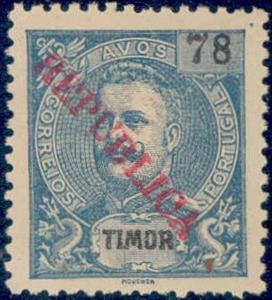 Stamp, King Carlos I, overprinted REPUBLICA, Timor,  , Heads of State, Kings, Royalty
