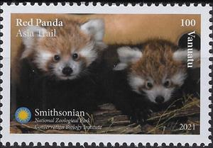 Stamp, Red Panda (Ailurus fulgens), Vanuatu,  , Animals (Fauna), Mammals