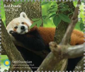 Stamp, Red Panda (Ailurus fulgens), Vanuatu,  , Pandas