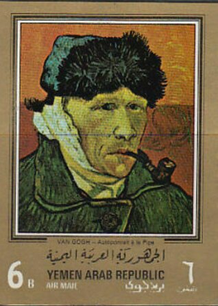 "Self-portrait with bandaged ear and pipe" (van Gogh) 1889