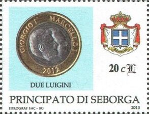 Stamp, 2 Luigini Coin, Cinderellas,  , Coats of Arms, Coins