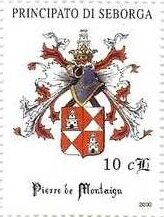 Stamp, Coat of Arms of Pierre de Montaigu, Cinderellas,  , Coats of Arms, Knights