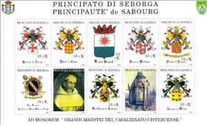 Mini Sheet, Grand Masters of the Cistercian Knighthood, Cinderellas,  , Coats of Arms, Knights, Men