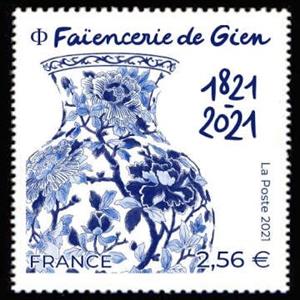 Stamp, Faience Pottery of Gien, Bicentenary, France,  , Glass and Earthenware